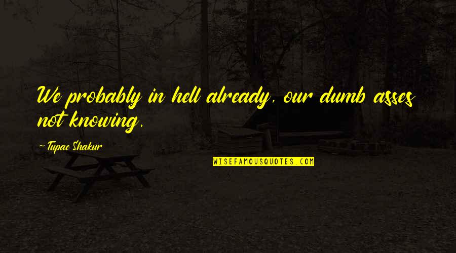 Bilal Philips Quotes By Tupac Shakur: We probably in hell already, our dumb asses Bilal Philips Quotes By Tupac Shakur: We probably in hell already, our dumb asses