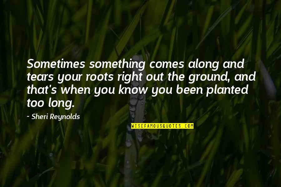 Bili Meter Readings Quotes By Sheri Reynolds: Sometimes something comes along and tears your roots