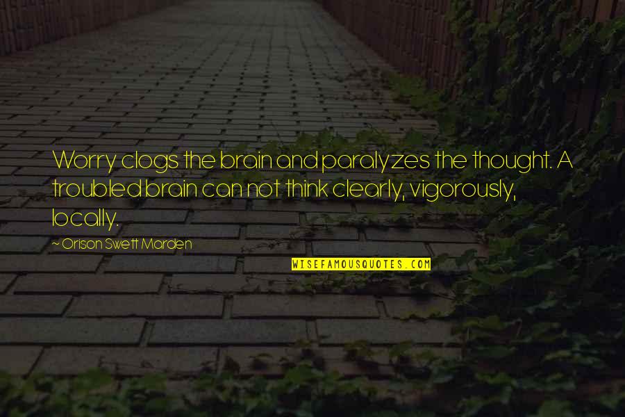 Bilicious Photography Quotes By Orison Swett Marden: Worry clogs the brain and paralyzes the thought.