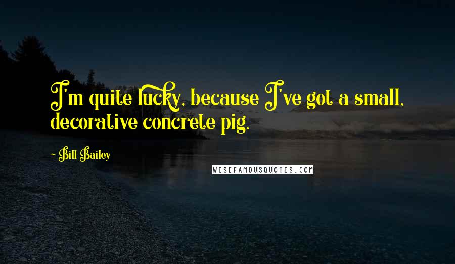 Bill Bailey quotes: I'm quite lucky, because I've got a small, decorative concrete pig.