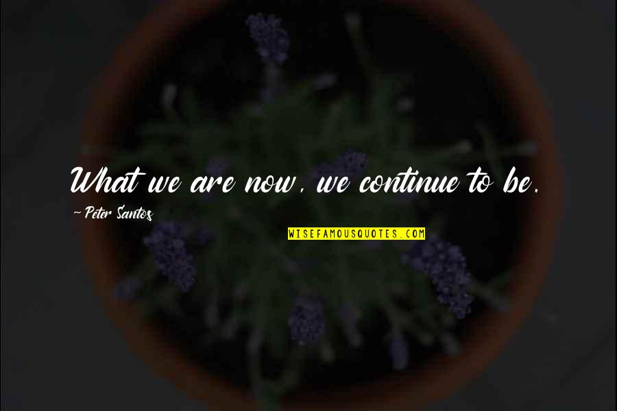 Bill Belichick Preparation Quotes By Peter Santos: What we are now, we continue to be.