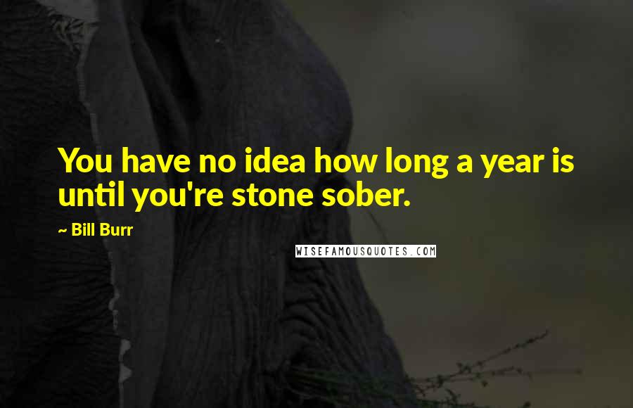 Bill Burr quotes: You have no idea how long a year is until you're stone sober.