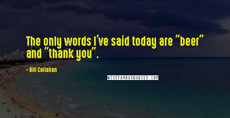 Bill Callahan quotes: The only words I've said today are "beer" and "thank you".