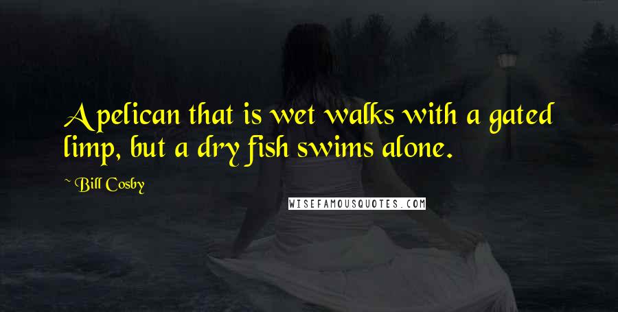Bill Cosby quotes: A pelican that is wet walks with a gated limp, but a dry fish swims alone.