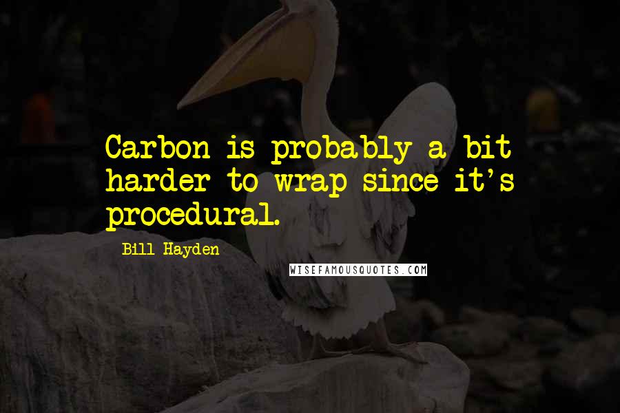 Bill Hayden quotes: Carbon is probably a bit harder to wrap since it's procedural.