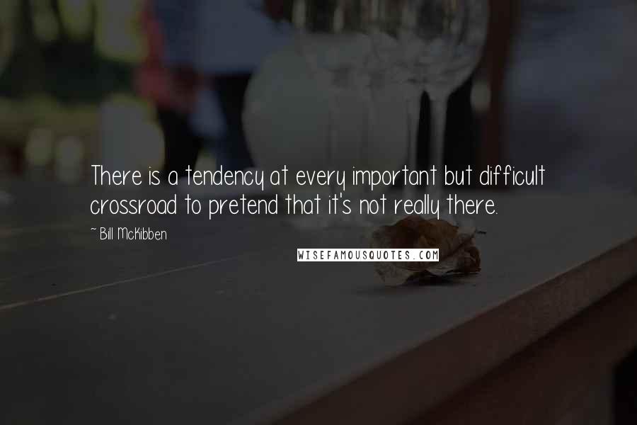 Bill McKibben quotes: There is a tendency at every important but difficult crossroad to pretend that it's not really there.