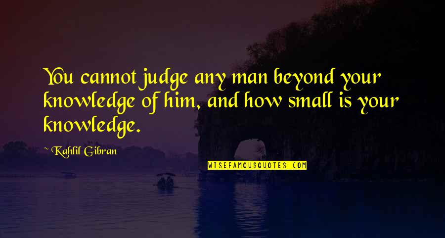 Bill Stumpf Quotes By Kahlil Gibran: You cannot judge any man beyond your knowledge