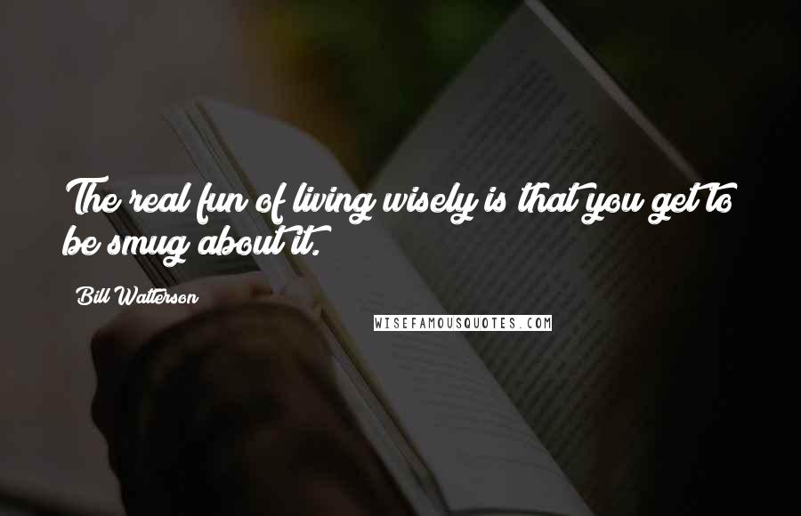 Bill Watterson quotes: The real fun of living wisely is that you get to be smug about it.