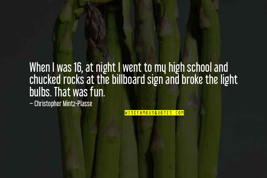 Billboard Sign Quotes By Christopher Mintz-Plasse: When I was 16, at night I went