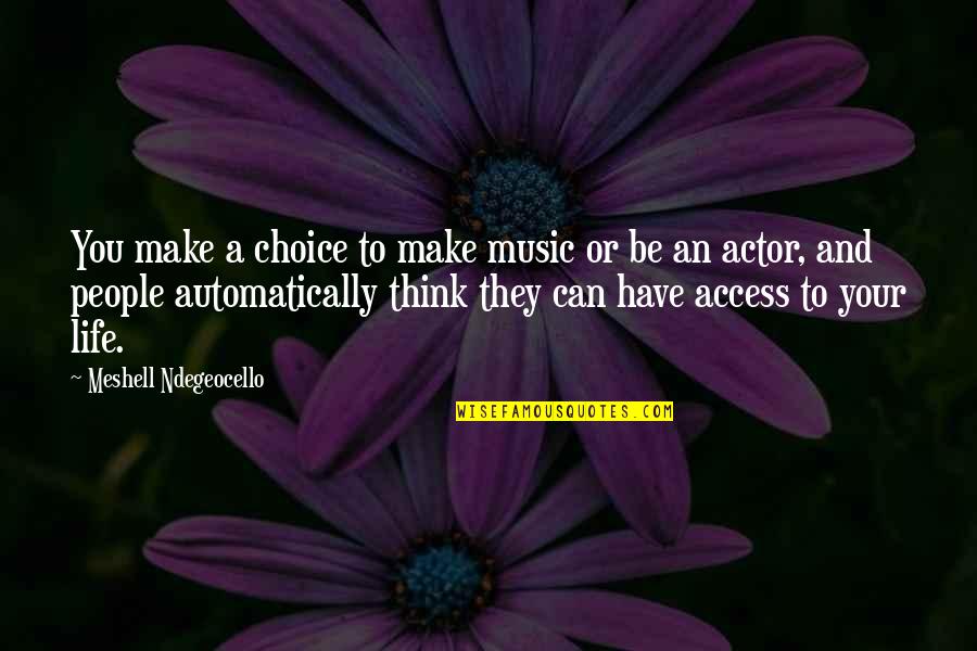 Billericay And District Quotes By Meshell Ndegeocello: You make a choice to make music or