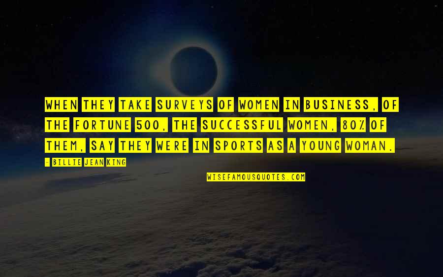 Billie Jean Quotes By Billie Jean King: When they take surveys of women in business,