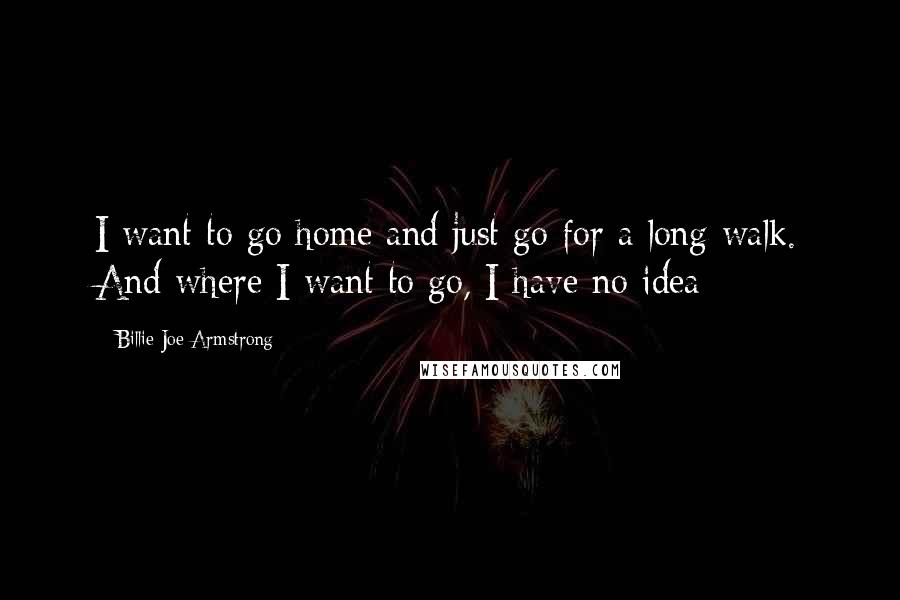 Billie Joe Armstrong quotes: I want to go home and just go for a long walk. And where I want to go, I have no idea