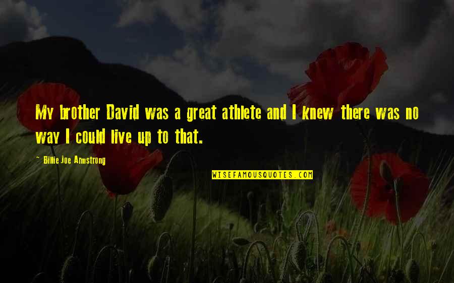 Billie Joe Quotes By Billie Joe Armstrong: My brother David was a great athlete and