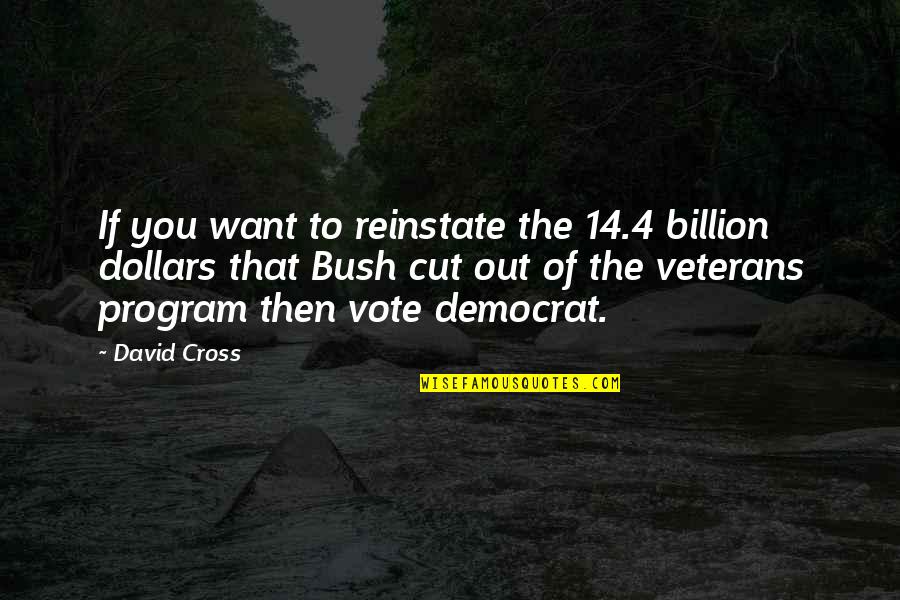 Billion Dollars Quotes By David Cross: If you want to reinstate the 14.4 billion