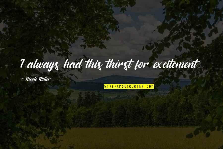Billiton Ymca Quotes By Nicole Miller: I always had this thirst for excitement. Billiton Ymca Quotes By Nicole Miller: I always had this thirst for excitement.
