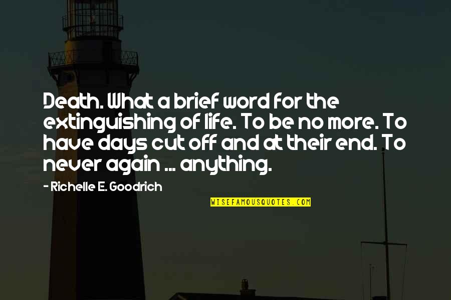 Billmaier Stoneworks Quotes By Richelle E. Goodrich: Death. What a brief word for the extinguishing