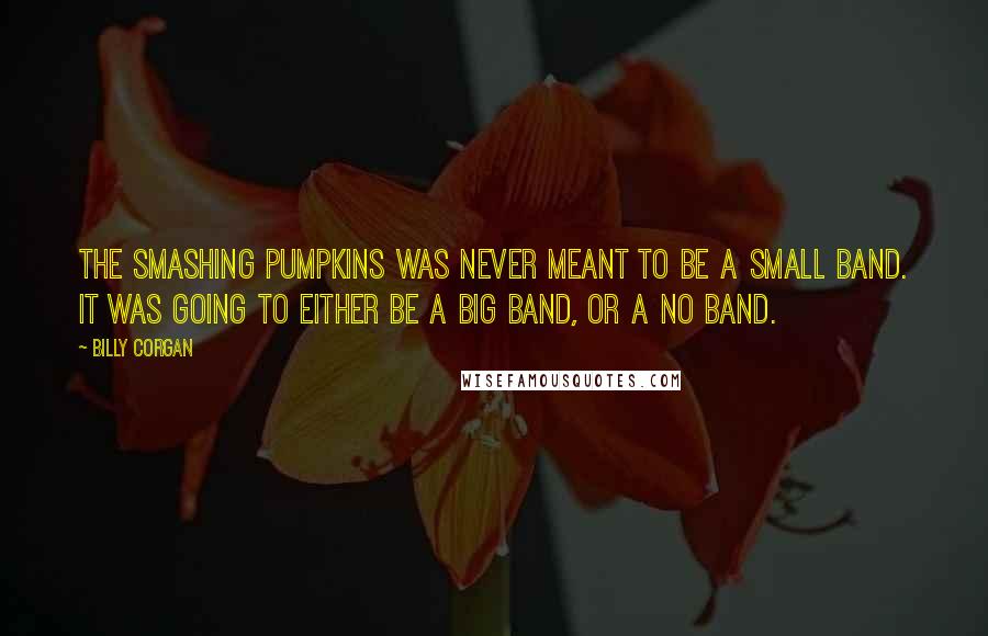 Billy Corgan quotes: The Smashing Pumpkins was never meant to be a small band. It was going to either be a big band, or a no band. Billy Corgan quotes: The Smashing Pumpkins was never meant to be a small band. It was going to either be a big band, or a no band.