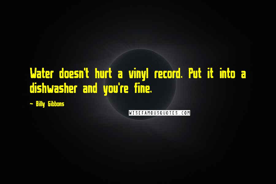 Billy Gibbons quotes: Water doesn't hurt a vinyl record. Put it into a dishwasher and you're fine.