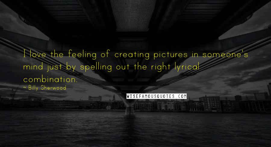 Billy Sherwood quotes: I love the feeling of creating pictures in someone's mind just by spelling out the right lyrical combination.