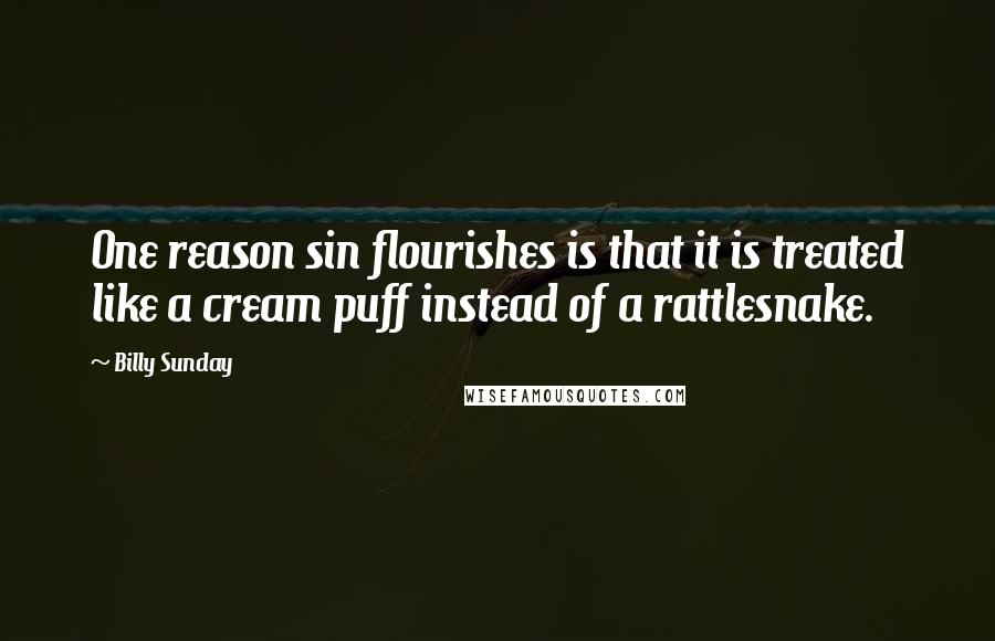 Billy Sunday quotes: One reason sin flourishes is that it is treated like a cream puff instead of a rattlesnake.