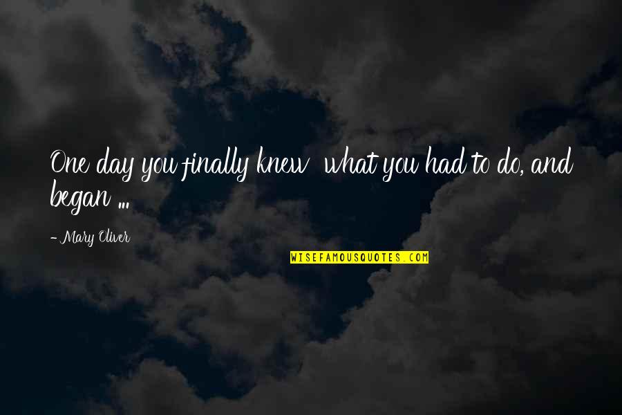 Billy Wayne Ruddick Quotes By Mary Oliver: One day you finally knew what you had