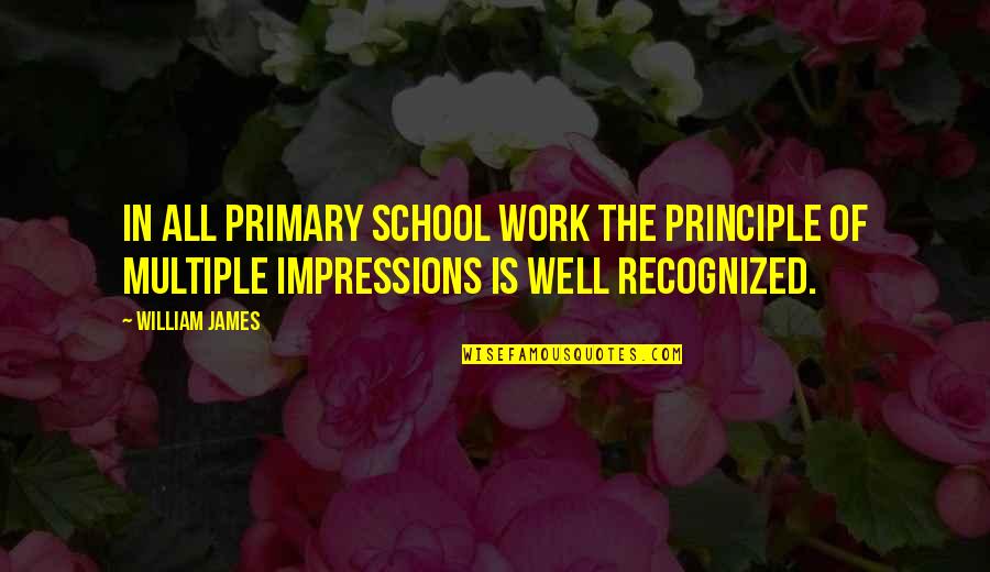 Bimala Quotes By William James: In all primary school work the principle of