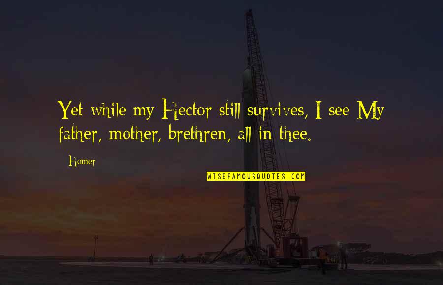 Bimota Quotes By Homer: Yet while my Hector still survives, I see