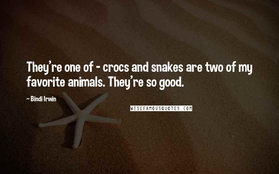 Bindi Irwin quotes: They're one of - crocs and snakes are two of my favorite animals. They're so good.