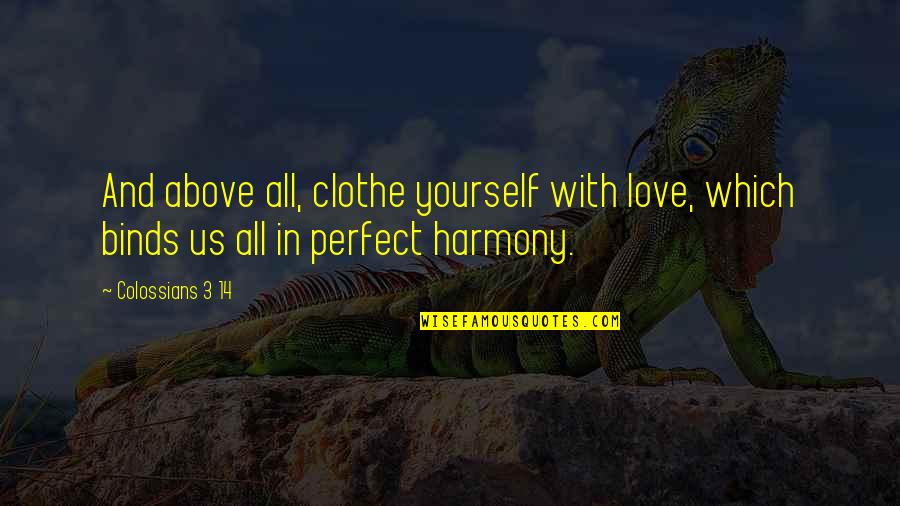 Binds Us Quotes By Colossians 3 14: And above all, clothe yourself with love, which