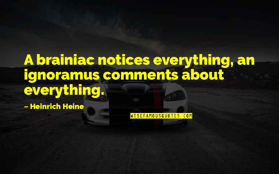 Bingey Quotes By Heinrich Heine: A brainiac notices everything, an ignoramus comments about