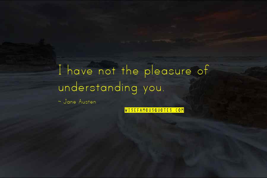 Bingo Bronson Quotes By Jane Austen: I have not the pleasure of understanding you.