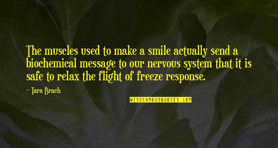Biochemical Quotes By Tara Brach: The muscles used to make a smile actually Biochemical Quotes By Tara Brach: The muscles used to make a smile actually