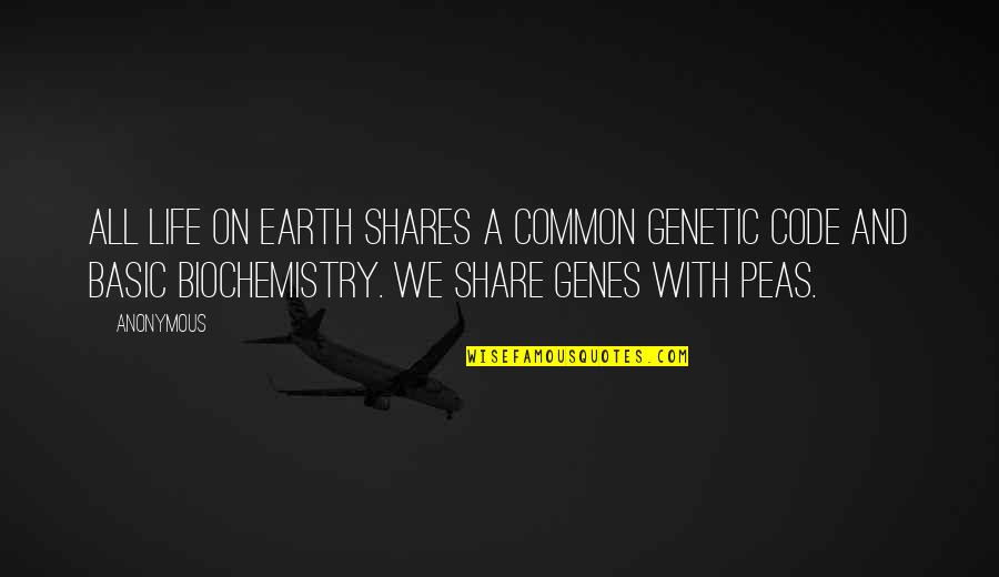 Biochemistry Quotes By Anonymous: All life on earth shares a common genetic Biochemistry Quotes By Anonymous: All life on earth shares a common genetic