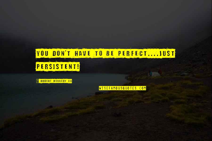 Bioclimatic Quotes By Robert Kennedy III: You don't have to be perfect....just persistent!