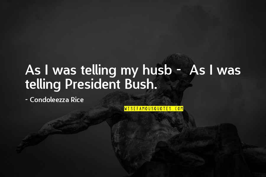 Biodiversity Crisis Quotes By Condoleezza Rice: As I was telling my husb - As Biodiversity Crisis Quotes By Condoleezza Rice: As I was telling my husb - As