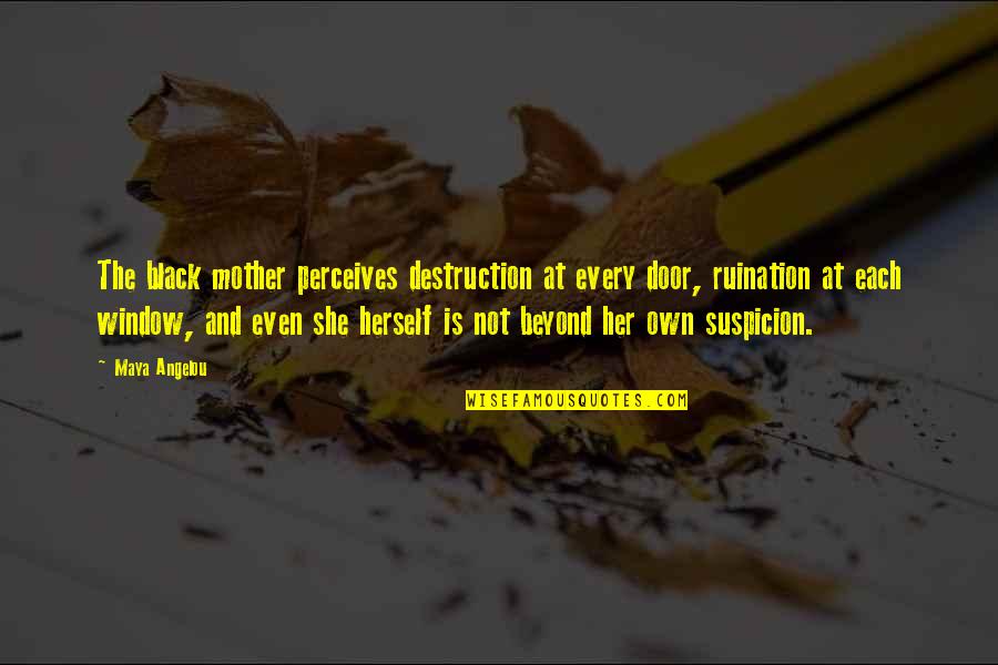 Bioelectric Quotes By Maya Angelou: The black mother perceives destruction at every door,