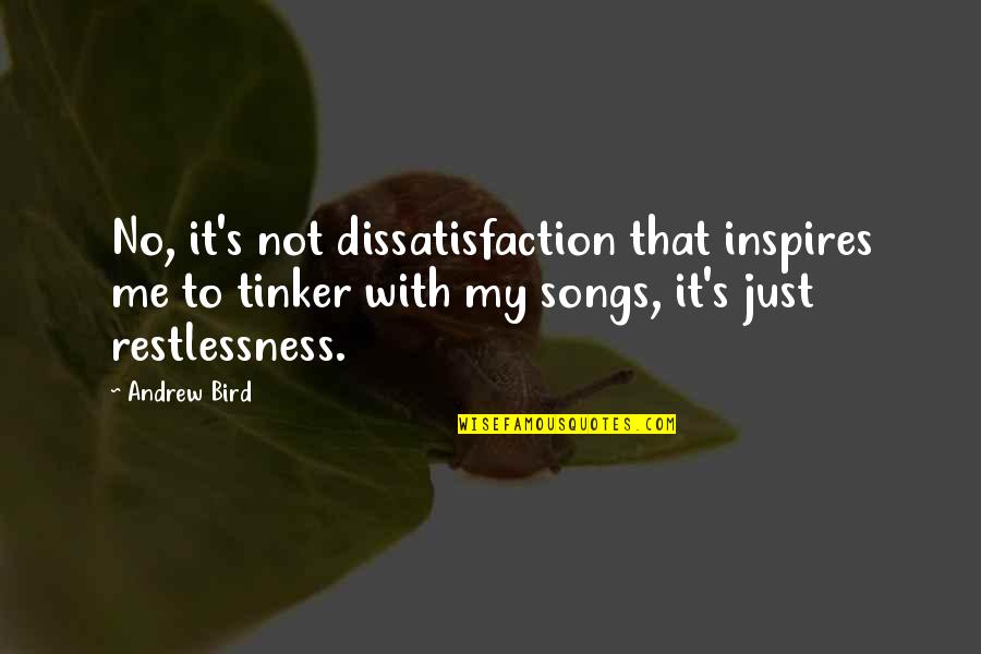 Bioenergetics Quotes By Andrew Bird: No, it's not dissatisfaction that inspires me to Bioenergetics Quotes By Andrew Bird: No, it's not dissatisfaction that inspires me to