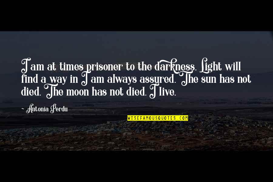 Biogenic Quotes By Antonia Perdu: I am at times prisoner to the darkness. Biogenic Quotes By Antonia Perdu: I am at times prisoner to the darkness.
