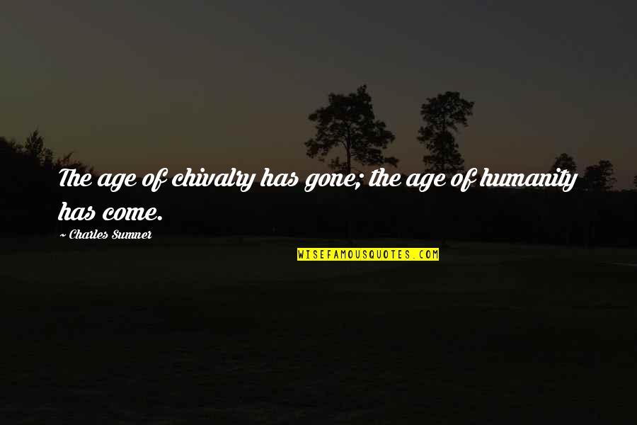 Biogenic Quotes By Charles Sumner: The age of chivalry has gone; the age Biogenic Quotes By Charles Sumner: The age of chivalry has gone; the age