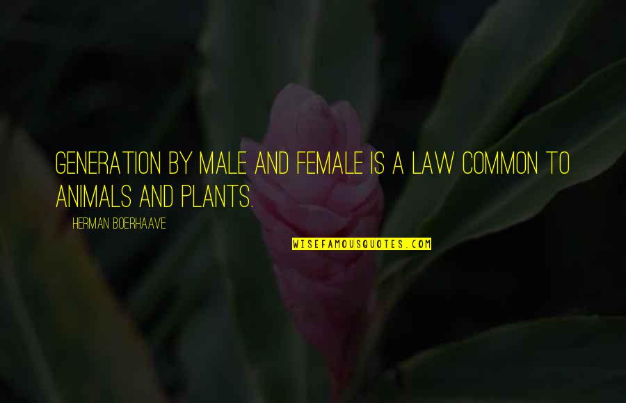 Biola Quotes By Herman Boerhaave: Generation by male and female is a law