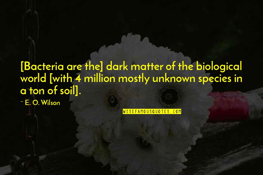 Biological Quotes By E. O. Wilson: [Bacteria are the] dark matter of the biological