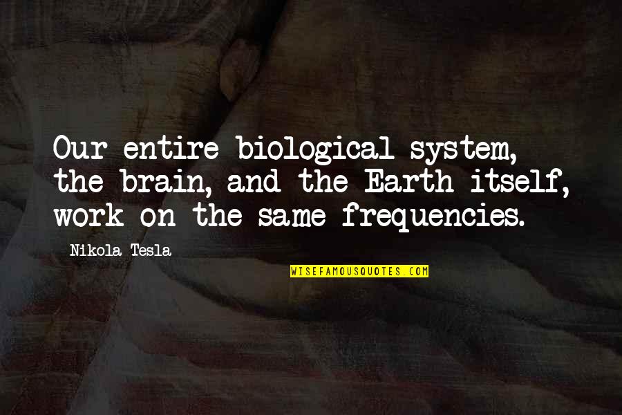 Biological Quotes By Nikola Tesla: Our entire biological system, the brain, and the