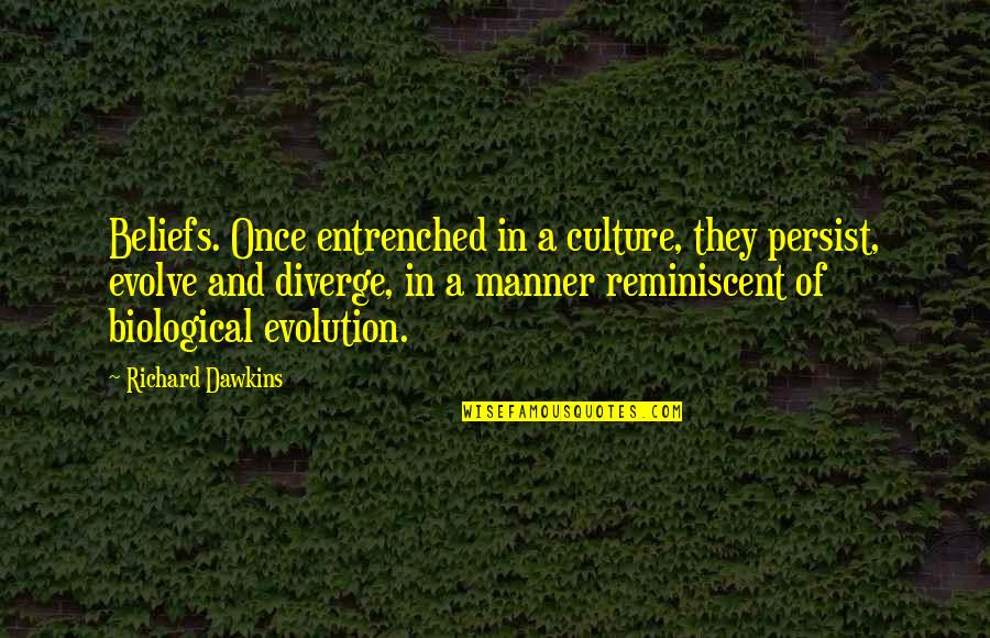 Biological Quotes By Richard Dawkins: Beliefs. Once entrenched in a culture, they persist,