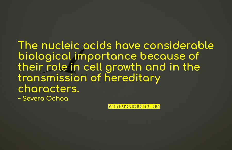 Biological Quotes By Severo Ochoa: The nucleic acids have considerable biological importance because