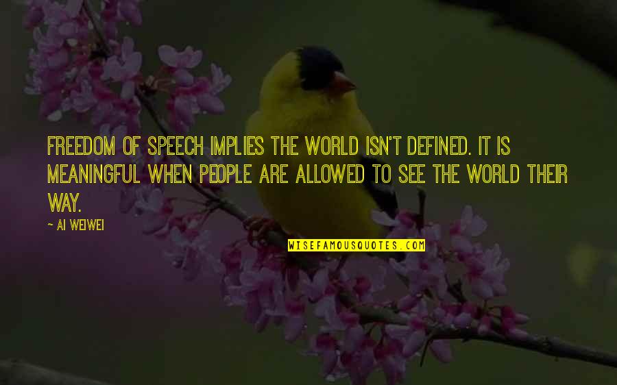Biophysical Environment Quotes By Ai Weiwei: Freedom of speech implies the world isn't defined.