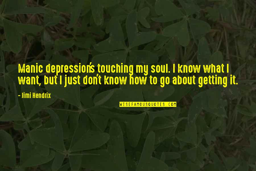 Bipolar Depression Quotes By Jimi Hendrix: Manic depression's touching my soul. I know what Bipolar Depression Quotes By Jimi Hendrix: Manic depression's touching my soul. I know what
