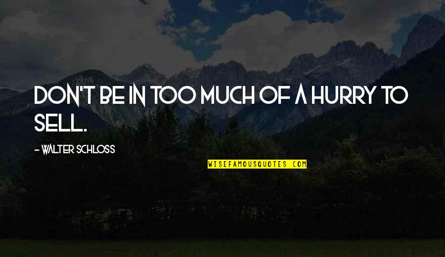 Bipperts Farm Quotes By Walter Schloss: Don't be in too much of a hurry