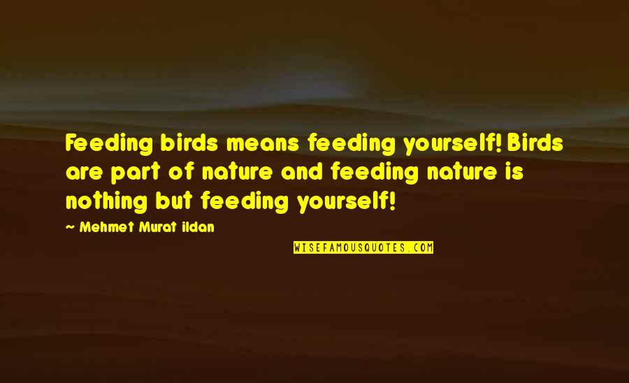 Bird And Nature Quotes By Mehmet Murat Ildan: Feeding birds means feeding yourself! Birds are part Bird And Nature Quotes By Mehmet Murat Ildan: Feeding birds means feeding yourself! Birds are part