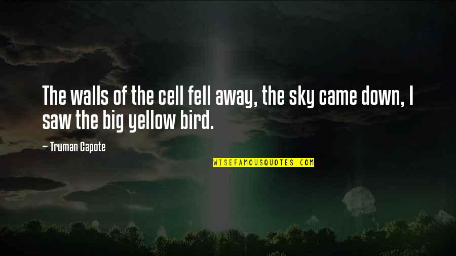 Bird And Sky Quotes By Truman Capote: The walls of the cell fell away, the