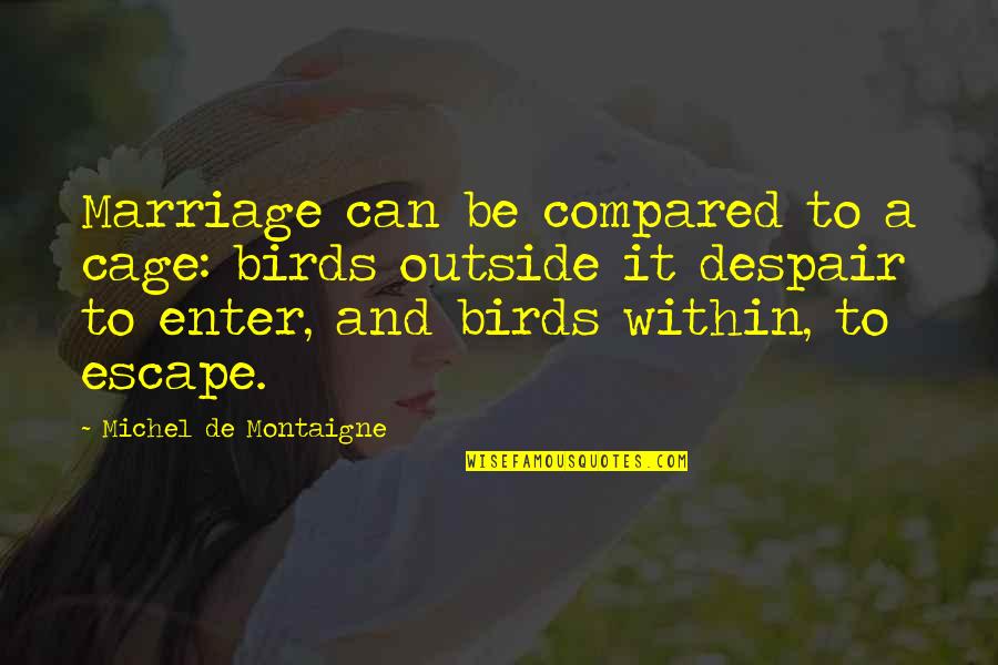 Bird Cage Quotes By Michel De Montaigne: Marriage can be compared to a cage: birds